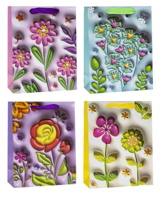 Opakowanie Torebka ozdobna 18x23x8cm kwiaty mix ROZETTE