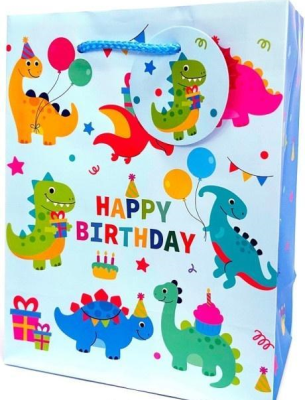 Opakowanie Torebka ozdobna matowa 18x23x10cm Dinozaury