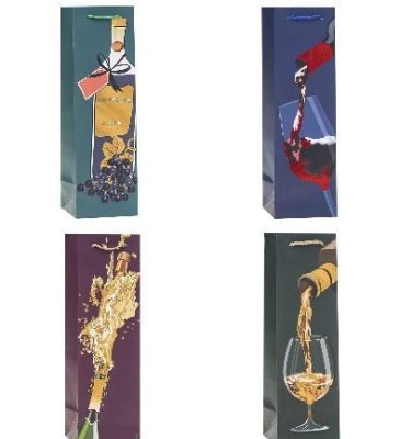 Opakowanie Torebka ozdobna na butelkę 11x38x11cm mix ROZETTE