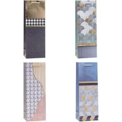 Opakowanie Torebka ozdobna na butelkę 12x35x9cm mix ROZETTE