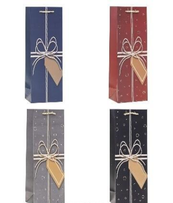 Opakowanie Torebka ozdobna na butelkę 12x35x9cm mix ROZETTE