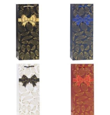 Opakowanie Torebka ozdobna na butelkę 12x35x9cm mix ROZETTE