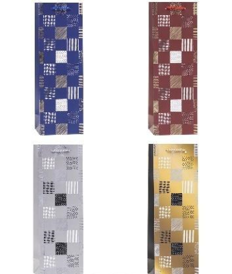 Opakowanie Torebka ozdobna na butelkę 12x35x9cm mix ROZETTE