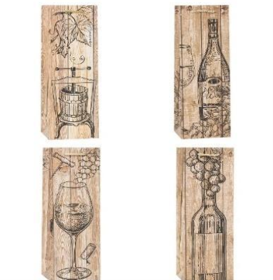 Opakowanie Torebka ozdobna na butelkę 12x36x9cm mix ROZETTE