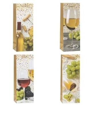 Opakowanie Torebka ozdobna na butelkę 12x36x9cm mix ROZETTE