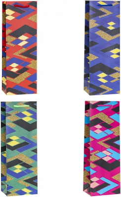 Opakowanie Torebka ozdobna na butelkę 12x36x9cm mix ROZETTE