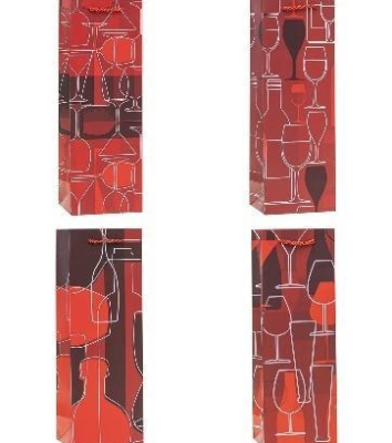 Opakowanie Torebka ozdobna na butelkę 12x36x9cm mix ROZETTE