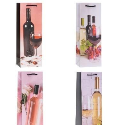 Opakowanie Torebka ozdobna na butelkę 12x36x9cm mix ROZETTE