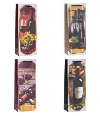 Opakowanie Torebka ozdobna na butelkę 12x36x9cm mix ROZETTE