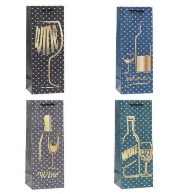 Opakowanie Torebka ozdobna na butelkę 12x36x9cm mix ROZETTE
