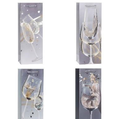Opakowanie Torebka ozdobna na butelkę 12x36x9cm mix ROZETTE