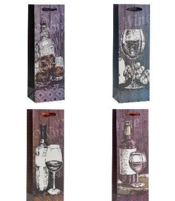 Opakowanie Torebka ozdobna na butelkę 12x36x9cm mix ROZETTE