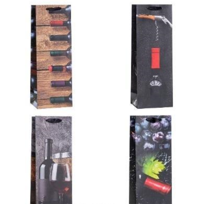 Opakowanie Torebka ozdobna na butelkę 12x36x9cm mix ROZETTE