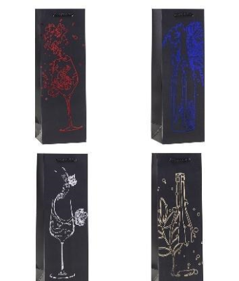 Opakowanie Torebka ozdobna na butelkę 12x36x9cm mix ROZETTE
