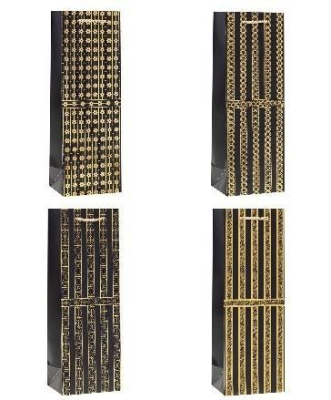 Opakowanie Torebka ozdobna na butelkę 12x36x9cm mix ROZETTE