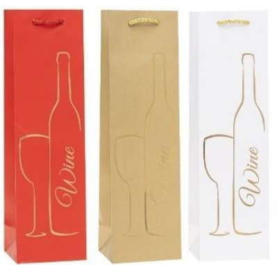 Opakowanie Torebka ozdobna na butelkę 12x36x9cm mix ROZETTE 12 szt