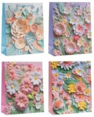 Opakowanie Torebka prezentowa 26x32x10cm Kwiaty MIX