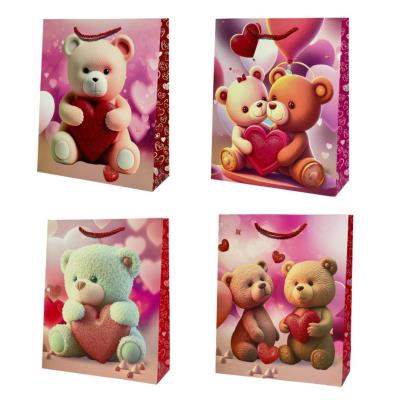 Opakowanie Torebka prezentowa dziecięca L Miś z sercem mix