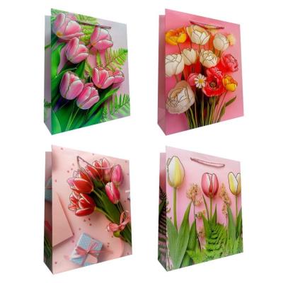 Torebka prezentowa uniwersal M Tulipany metal mix. Wydawca: JU-PITER. SmakLiter.pl Opakowanie Torebka prezentowa uniwersal M Tulipany metal mix