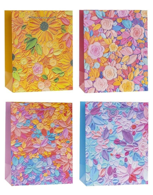 Opakowanie Torebka z brokatem Kwiaty 18x23x8cm mix ROZETTE