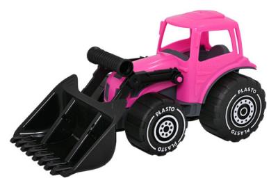 Opakowanie Traktor z ładowaczem 32 cm, kolor różowy PLASTO