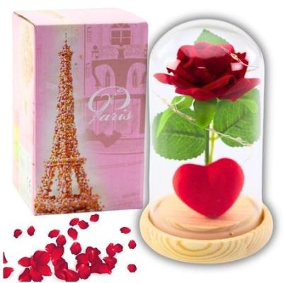 Opakowanie Wieczna róża w szkle oświetlenie LED czerwona