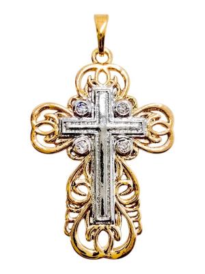 Opakowanie Wisiorek Krzyżyk Srebrno-Złoty 23x16mm