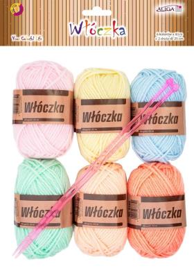 Opakowanie Włóczka 43m 6szt MIX, drut 2 szt 25m