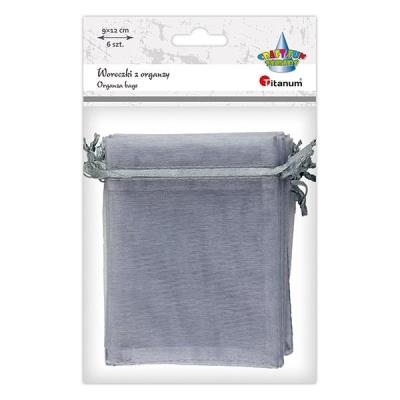 Opakowanie Woreczki z organzy szare 9x12cm 6szt