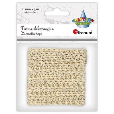 Opakowanie Wstążka koronka falbanka 11mm 3m kremowa