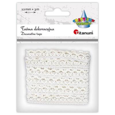 Opakowanie Wstążka koronka falbanka 12mm 3m biała