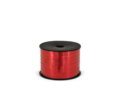 Opakowanie Wstążka plastikowa metalizowana czerwony 5mm/90m