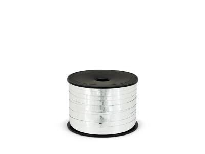 Opakowanie Wstążka plastikowa metalizowana srebrna 5mm/90m