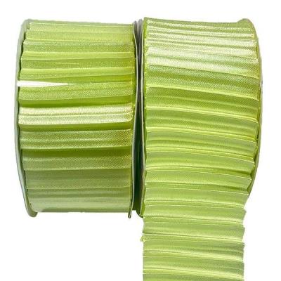 Opakowanie Wstążka satynowa karbowana 40mm/3m zielona