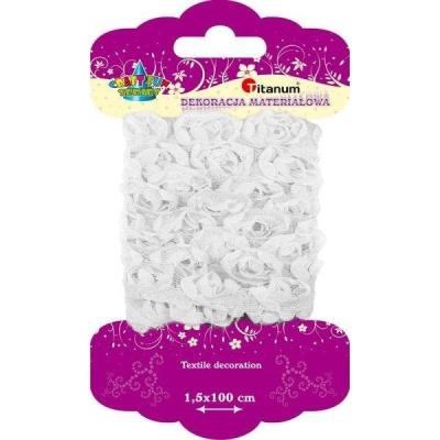 Opakowanie Wstążka tiulowa kwiatuszki białe