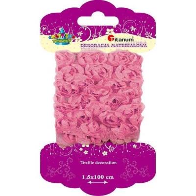 Opakowanie Wstążka tiulowa kwiatuszki jasnoróżowe