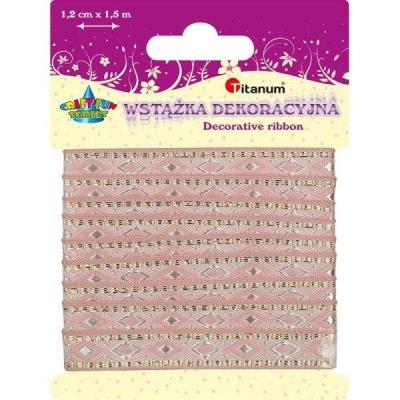Opakowanie Wstążka z brokatowym wzorem różowa 1,2cm x 1,5m