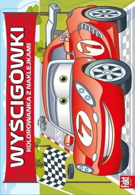 Wyścigówki. Kolorowanka z naklejkami. Autor:   Praca zbiorowa. SmakLiter.pl Okładka książki Wyścigówki. Kolorowanka z naklejkami