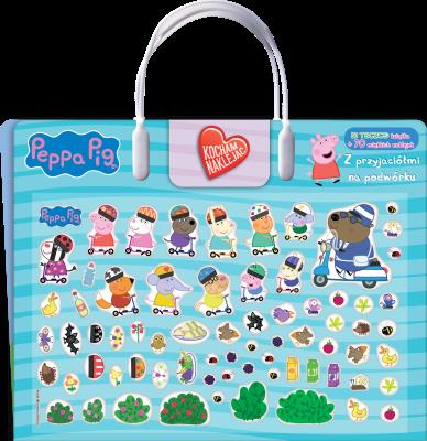 Okładka książki Z przyjaciółmi na podwórku. Świnka Peppa. Kocham naklejać