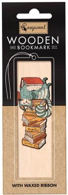 Opakowanie Zakładka drewniana Kot na książkach