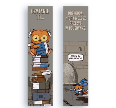 Zakładka kartonowa - Jeden muszkieter. Wydawca: Molom. SmakLiter.pl Opakowanie Zakładka kartonowa - Jeden muszkieter