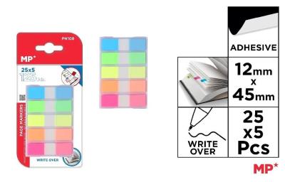 Zakładki indeksujące 12x45mm 5x25szt. Wydawca: MP Main Paper. SmakLiter.pl Opakowanie Zakładki indeksujące 12x45mm 5x25szt