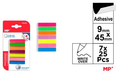 Zakładki indeksujące fluor 45x9mm 7x25szt. Wydawca: MP Main Paper. SmakLiter.pl Opakowanie Zakładki indeksujące fluor 45x9mm 7x25szt