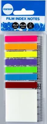 Opakowanie Zakładki indeksujące foliowe 7 neonowych kolorów z notesem i linijką