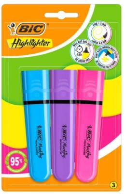 Opakowanie Zakreślacz Flat Neon mix 3szt BIC