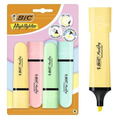 Opakowanie Zakreślacz Flat Pastel Highlighter mix 4szt BIC