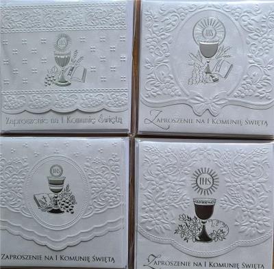Opakowanie Zaproszenia Komunia kwadrat 5szt