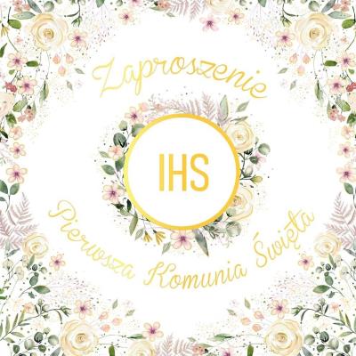 Opakowanie Zaproszenie KW - Komunia kielich w kwiatach 5szt