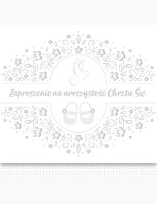 Opakowanie Zaproszenie kwadrat ZKW 120x120 Chrzest nr 56260 Dziecięce - Baby, Chłopiec, Dziewczynka, Religia, Srebrne, Tłoczenie