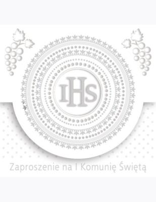 Opakowanie Zaproszenie kwadrat ZKW 120x120 Komunia zest. 57191 Dziecięce - Chłopiec, Dziewczynka, Grafika, Religia, Srebrne, Tłoczenie